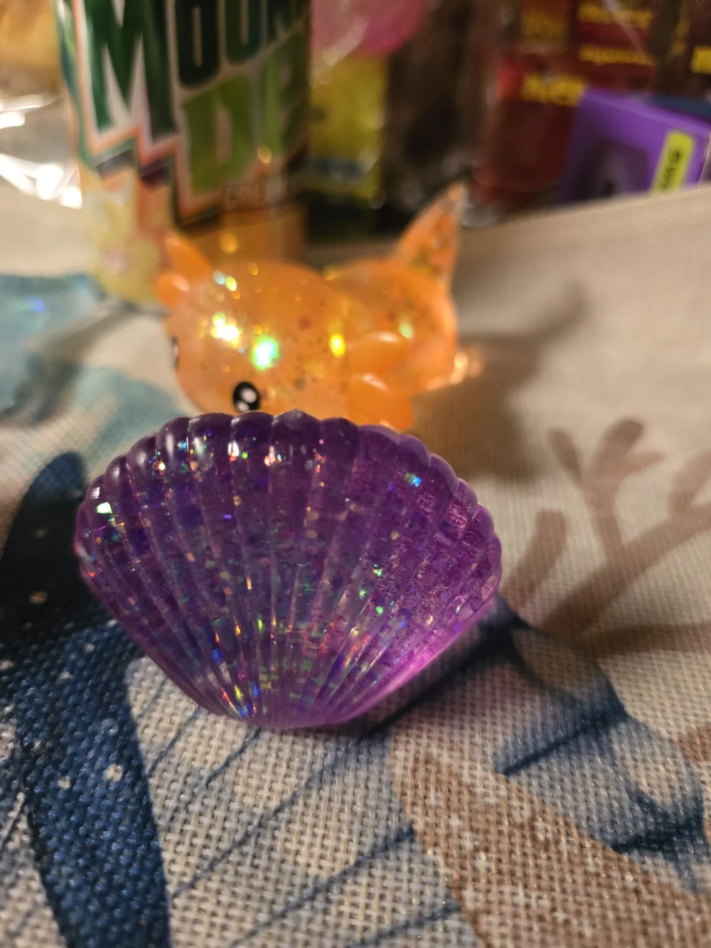 Glitter Sea Creature Stress Toy Squishy Bundle - Pink, Orange, Purple, Blue